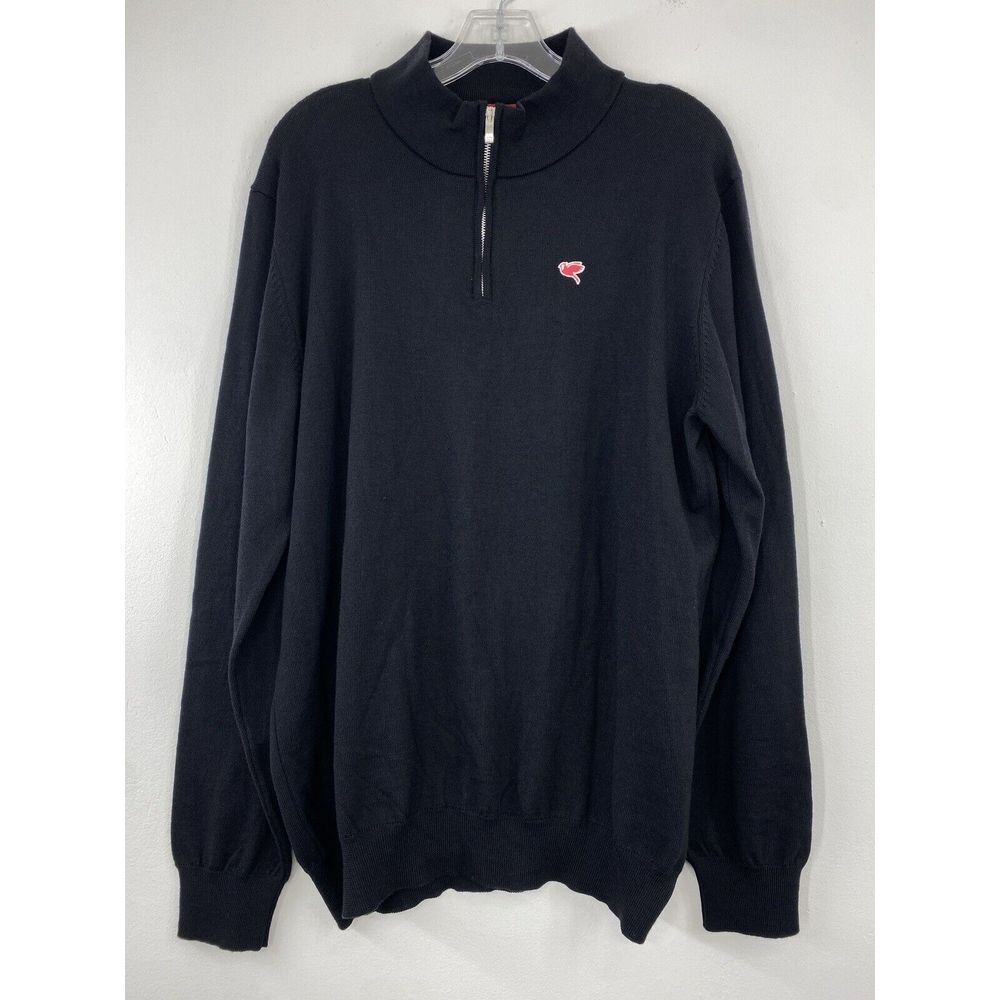 Cardinal‎ 100% Merino Wool 1/4 Zip Sweater Men's Large Black Made In Portugal